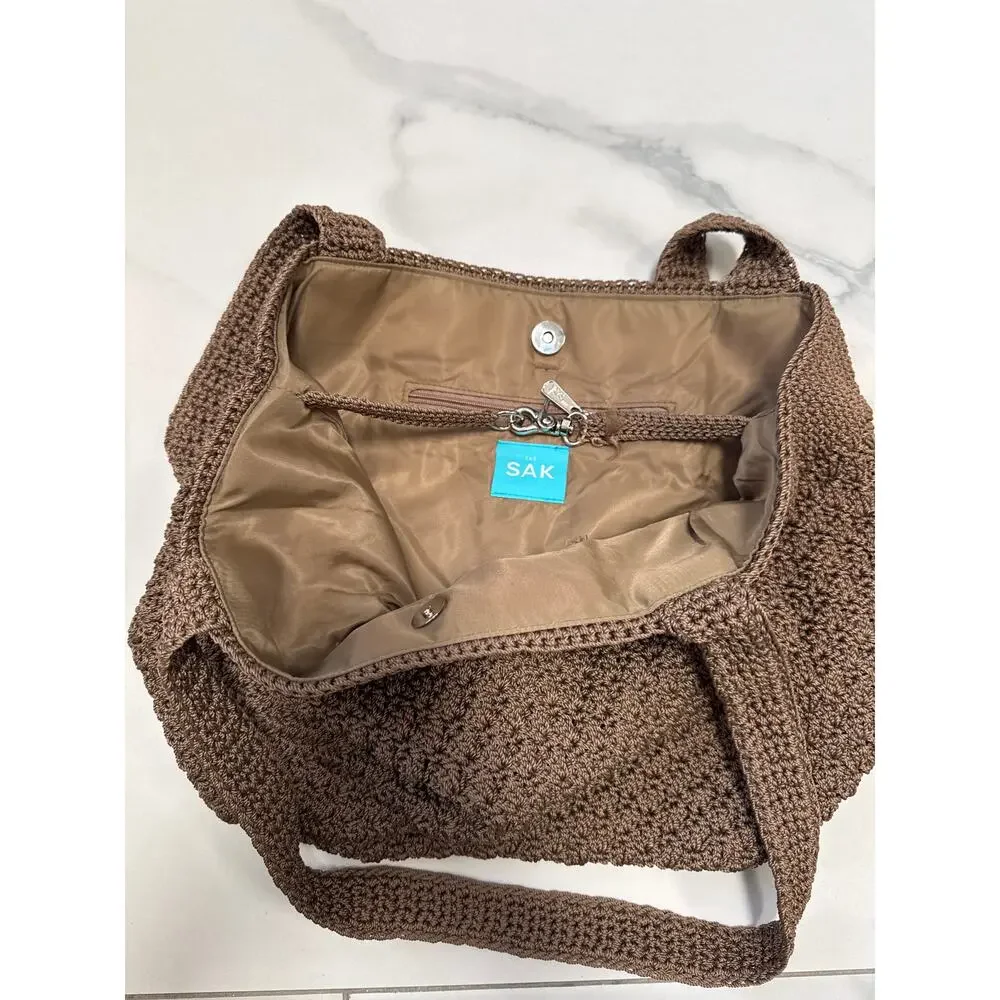 The SAk Brown Crochet Shoulder Purse Handbag Bag - Picture 10 of 15